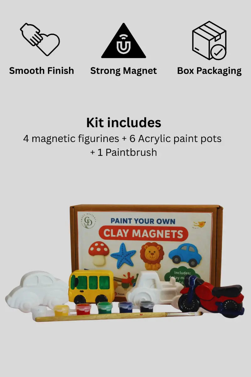 Paint Your Own Clay Magnets - Vehicle Theme
