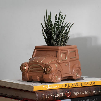 Vintage Car Planter Organizer Terracotta Earthy Tone Handmade Home Décor