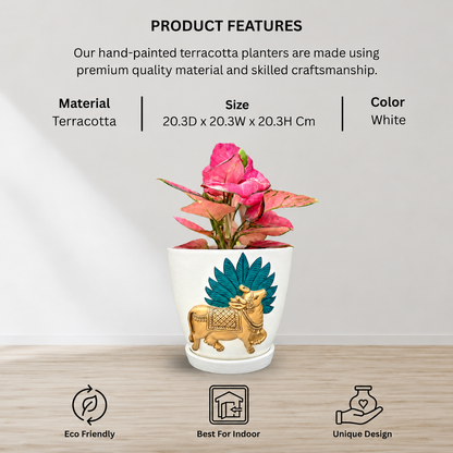 3D Embossed Pichwai Planter - 8 Inches
