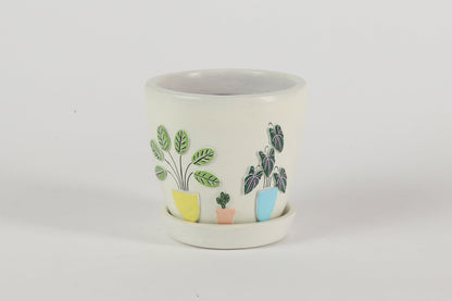 3D Embossed Planter (off-white) - 4.5 Inches