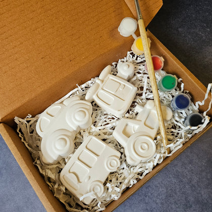 Paint Your Own Clay Magnets - Vehicle Theme