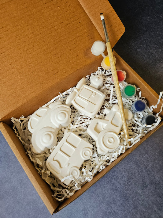 Paint Your Own Clay Magnets - Vehicle Theme