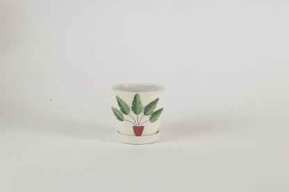 3D Embossed Planter off white 4.5 Inches Handcrafted Gifts For Birthdays and Parties