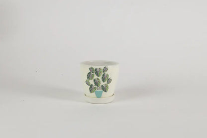 3D Embossed Planter off white 4.5 Inches Handmade Home Décor Artisan Crafted Pots