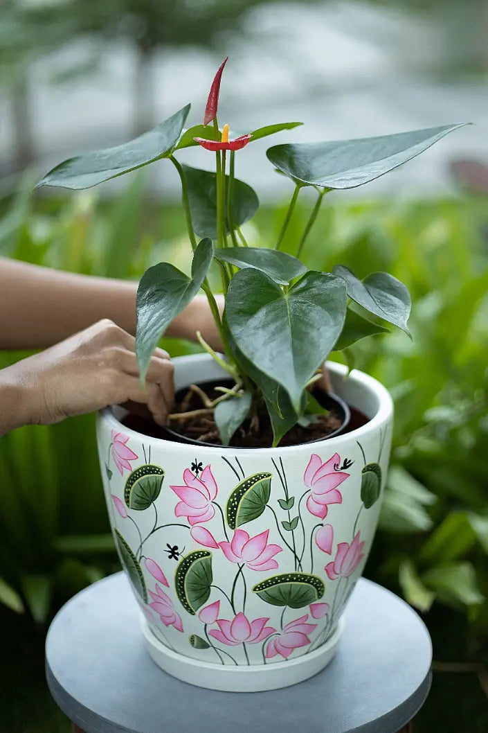 8 Inch Terracotta Pichwai Lotus Pots Online India Eco Friendly Gifts
