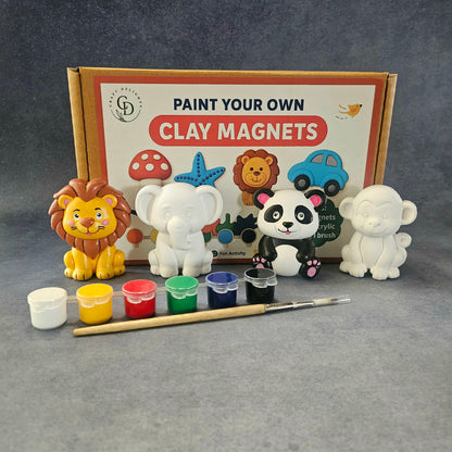Animal Theme 2 Paint Your Own Clay Magnets Handmade Home Décor Eco Friendly Gifts