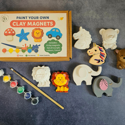Animal Theme Paint Your Own Clay Magnets DIY Craft Kits Craft Delights India