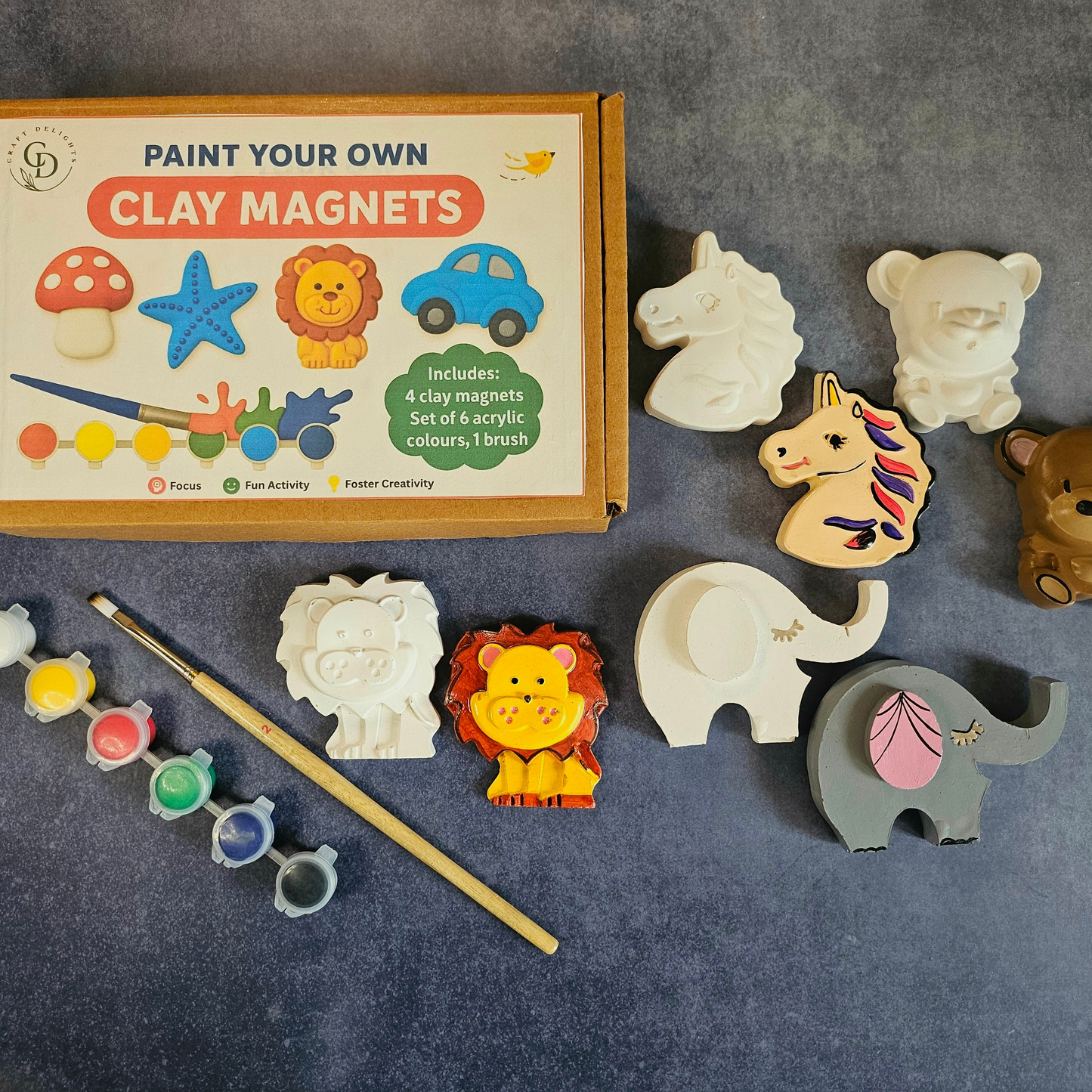 Animal Theme Paint Your Own Clay Magnets DIY Craft Kits Craft Delights India