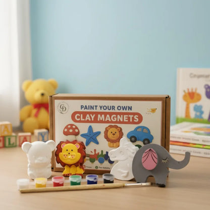 Animal Theme Paint Your Own Clay Magnets DIY Kits For Kids Painting Hobby Set
