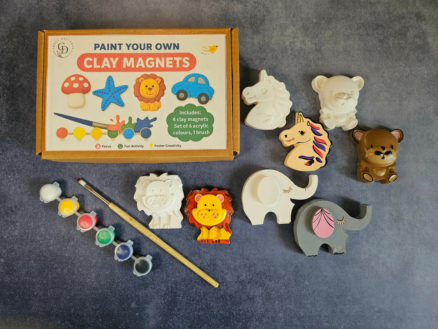 Animal Theme Paint Your Own Clay Magnets Handmade Home Décor Eco Friendly Gifts