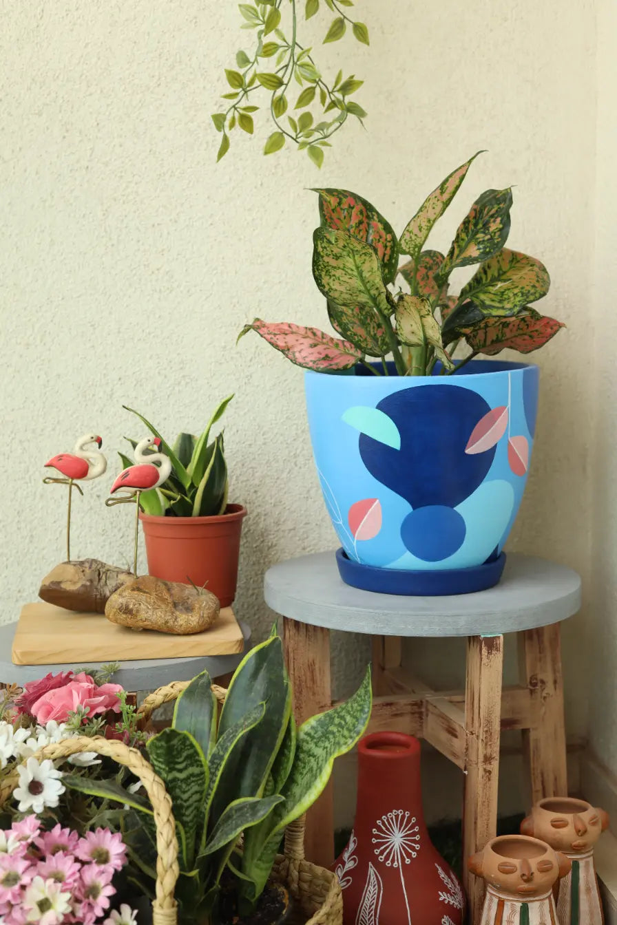 Blue Blast Planter Hand Painted Planters Premium Home Décor