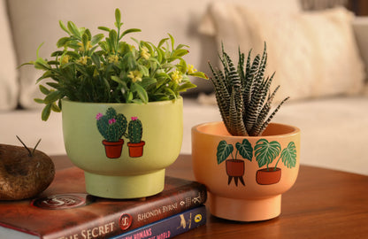 Bowl Planter Decorative Garden Planters Gifts For Office Desk Yellow and Orange