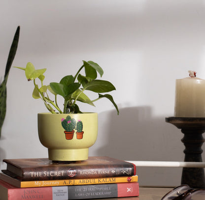 Bowl Planter Green Botanical Theme Handmade Home Décor
