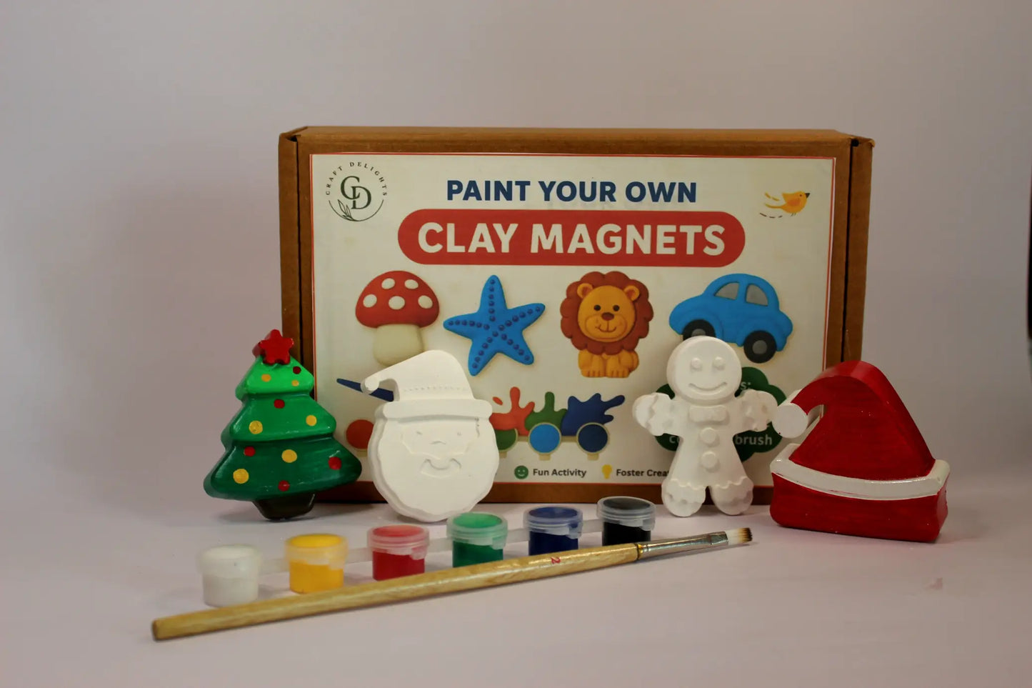 Christmas Theme Paint Your Own Clay Magnets DIY Kits For Kids Painting Hobby Set