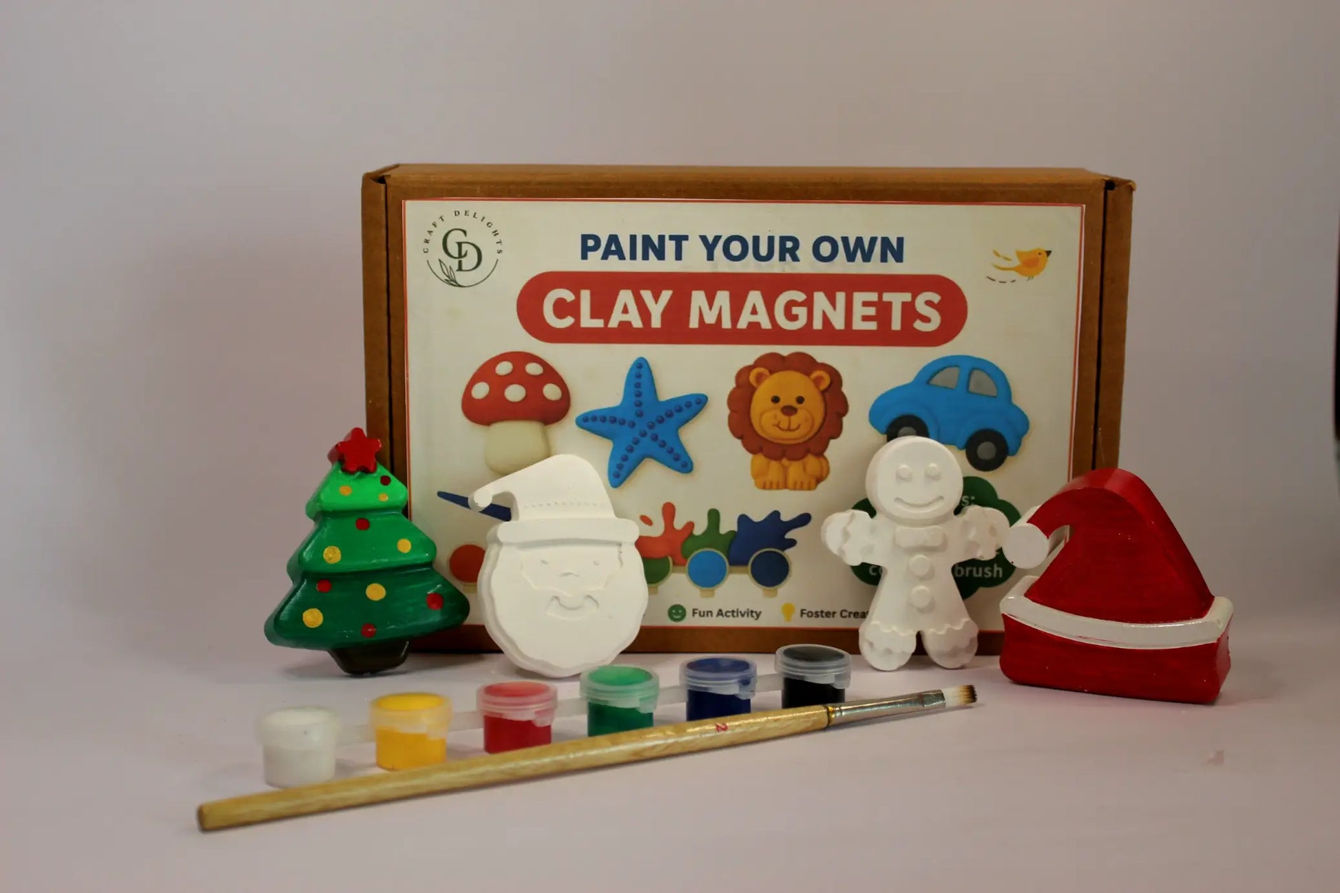 Christmas Theme Paint Your Own Clay Magnets DIY Kits For Kids Painting Hobby Set