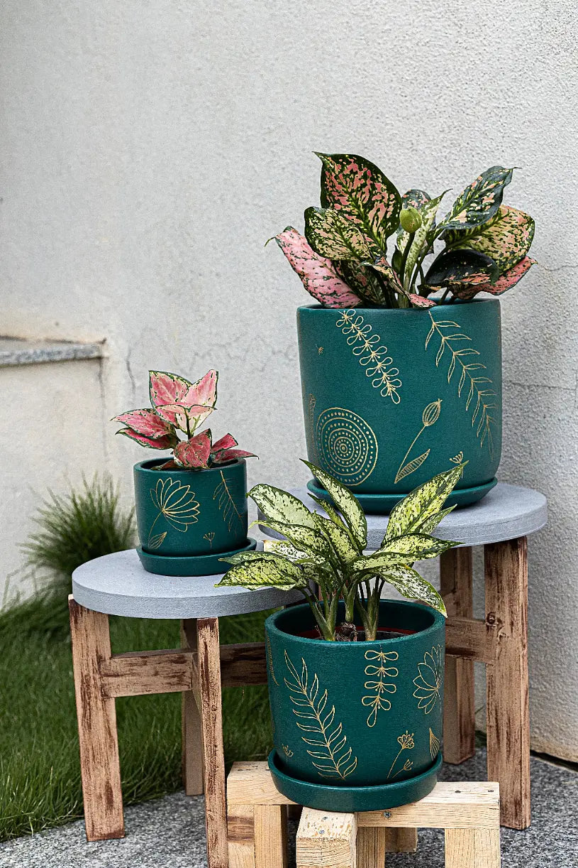 Decorative Garden Planters Balcony Décor Set Of 3