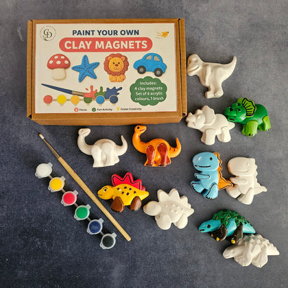 Dinosaur Theme Paint Your Own Clay Magnets DIY Craft Kits Craft Delights India