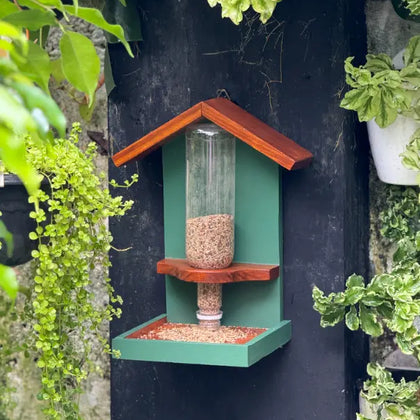 Feather Feast Bird Feeder Design One Wooden Bird Feeder Garden Décor Craft Delights