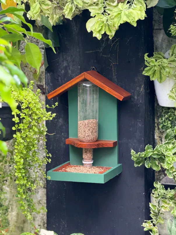Feather Feast Bird Feeder Design One Wooden Bird Feeder Garden Décor Craft Delights