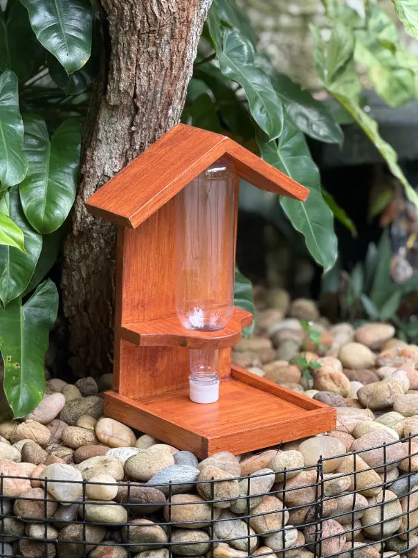 Feather Feast Bird Feeder Design Two Wooden Birdhouse Look Garden Décor India