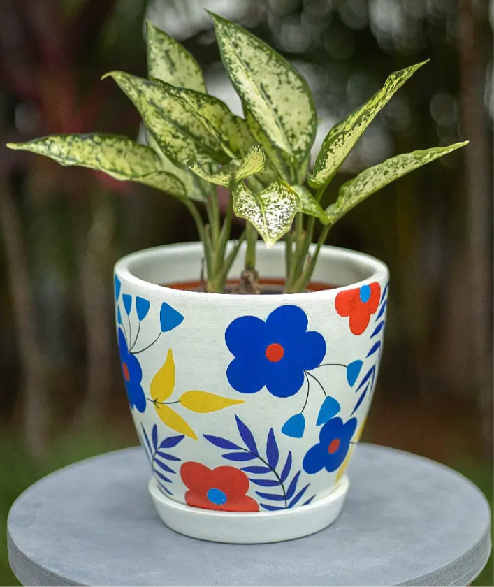 Floral Planter Hand Painted Planters Premium Home Décor