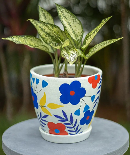Floral Planter Hand Painted Planters Premium Home Décor