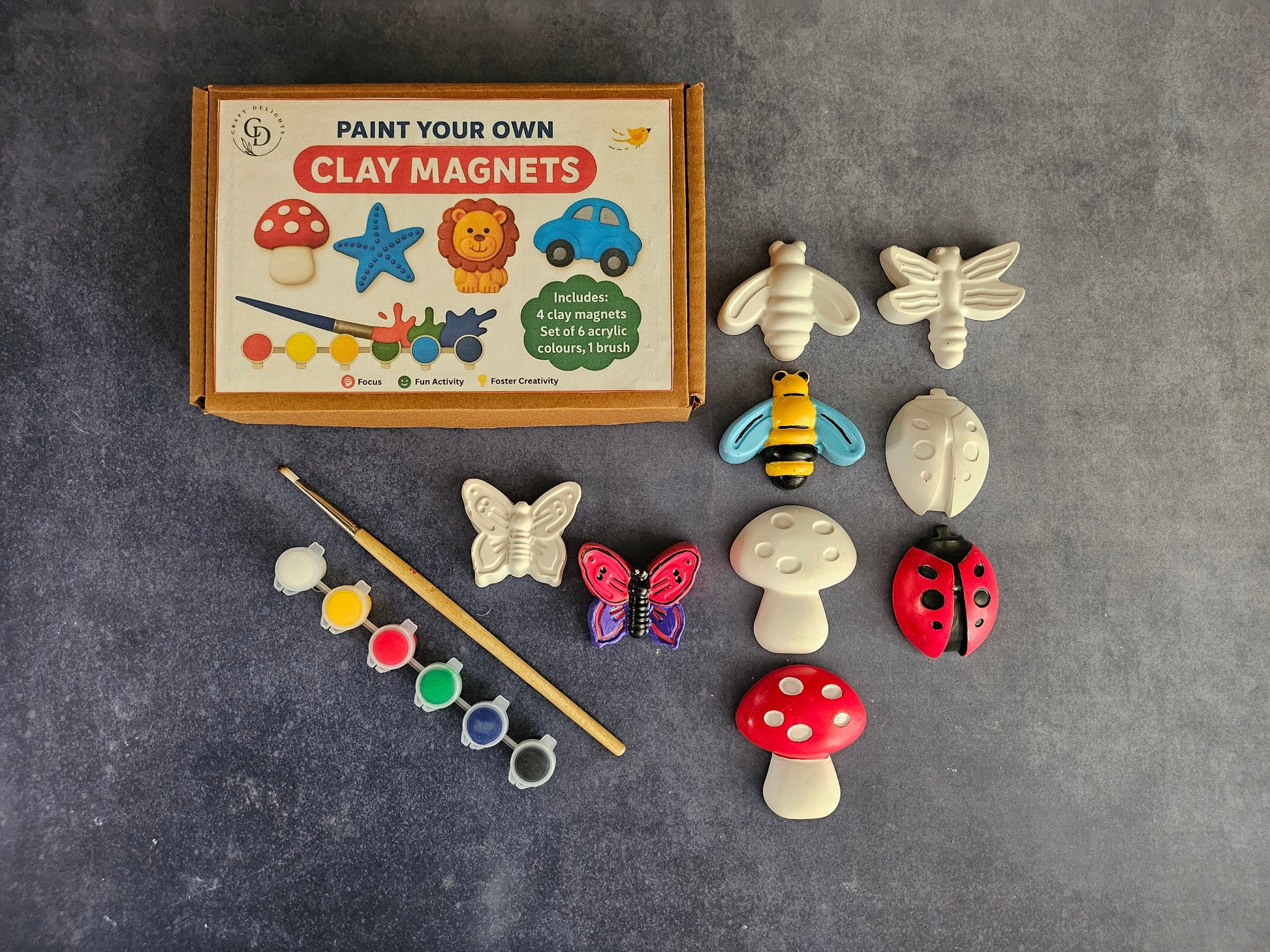 Garden Theme Paint Your Own Clay Magnets DIY Craft Kits Craft Delights India