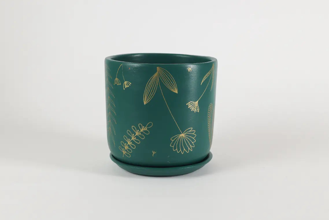 Golden Feather Planter 8 Inch Handmade Terracotta Planters