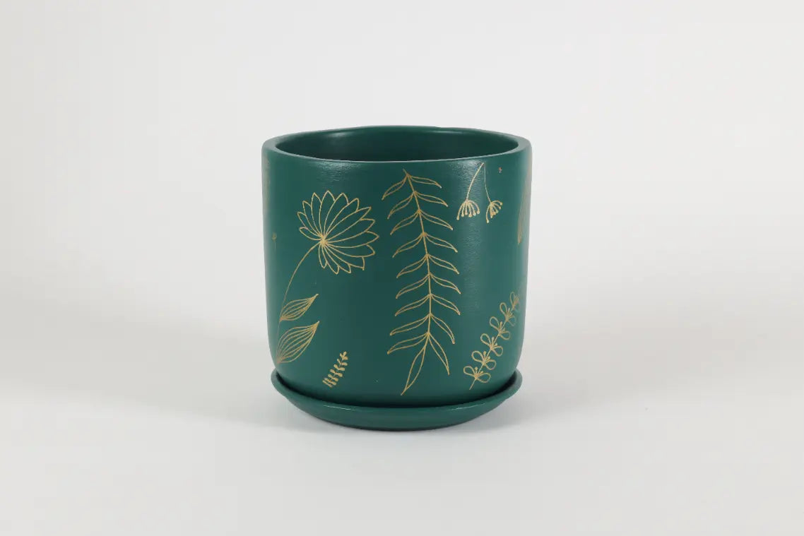 Golden Feather Planter 8 Inch Handmade Terracotta Planters