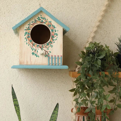 Green Perch Birdhouse Wooden Birdhouse Garden Décor Craft Delights India