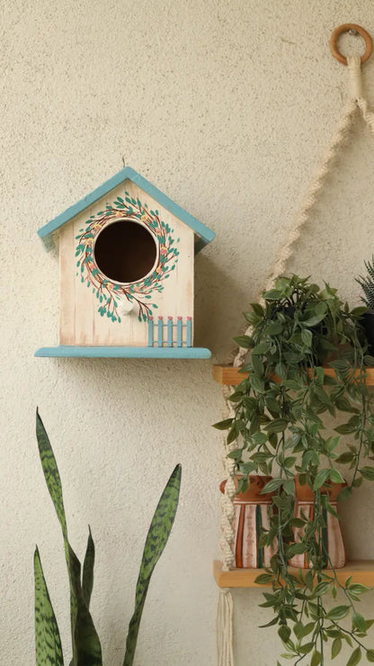 Green Perch Birdhouse Wooden Birdhouse Garden Décor Craft Delights India