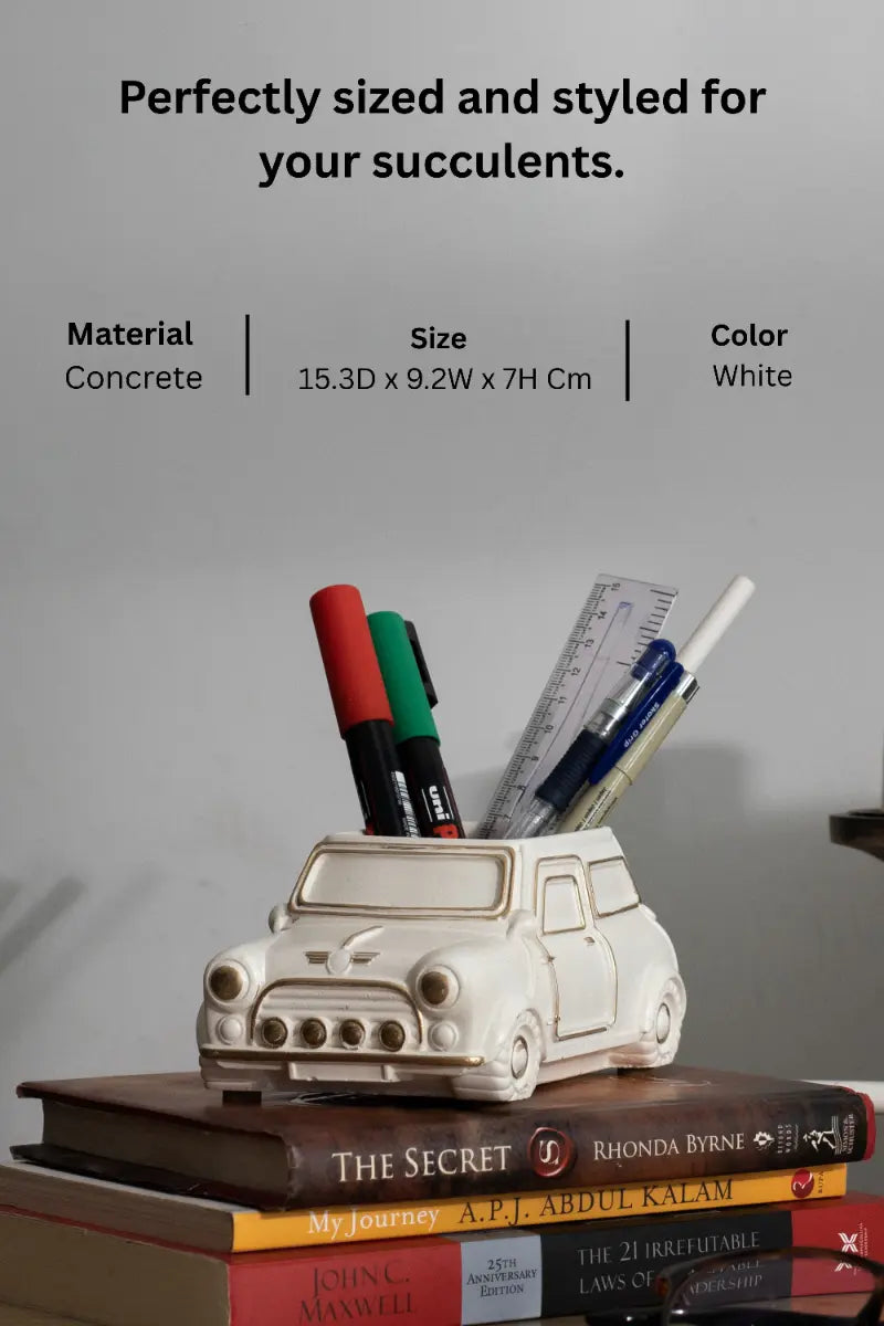 Handcrafted Concrete Car Organizer White
