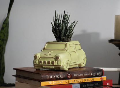 Handcrafted Concrete Car Planter Green