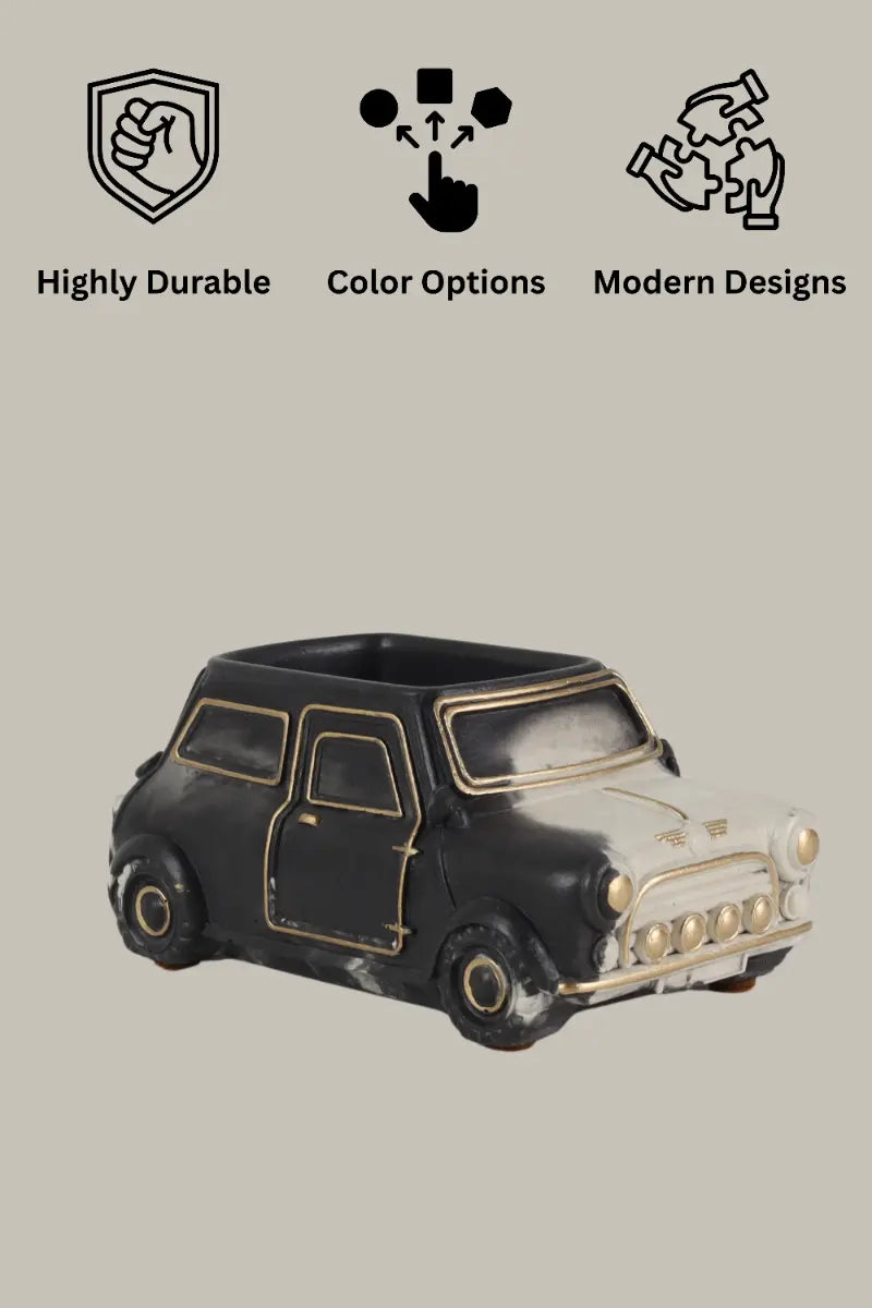 Handcrafted Concrete Car Planter/Organizer Black and white 2