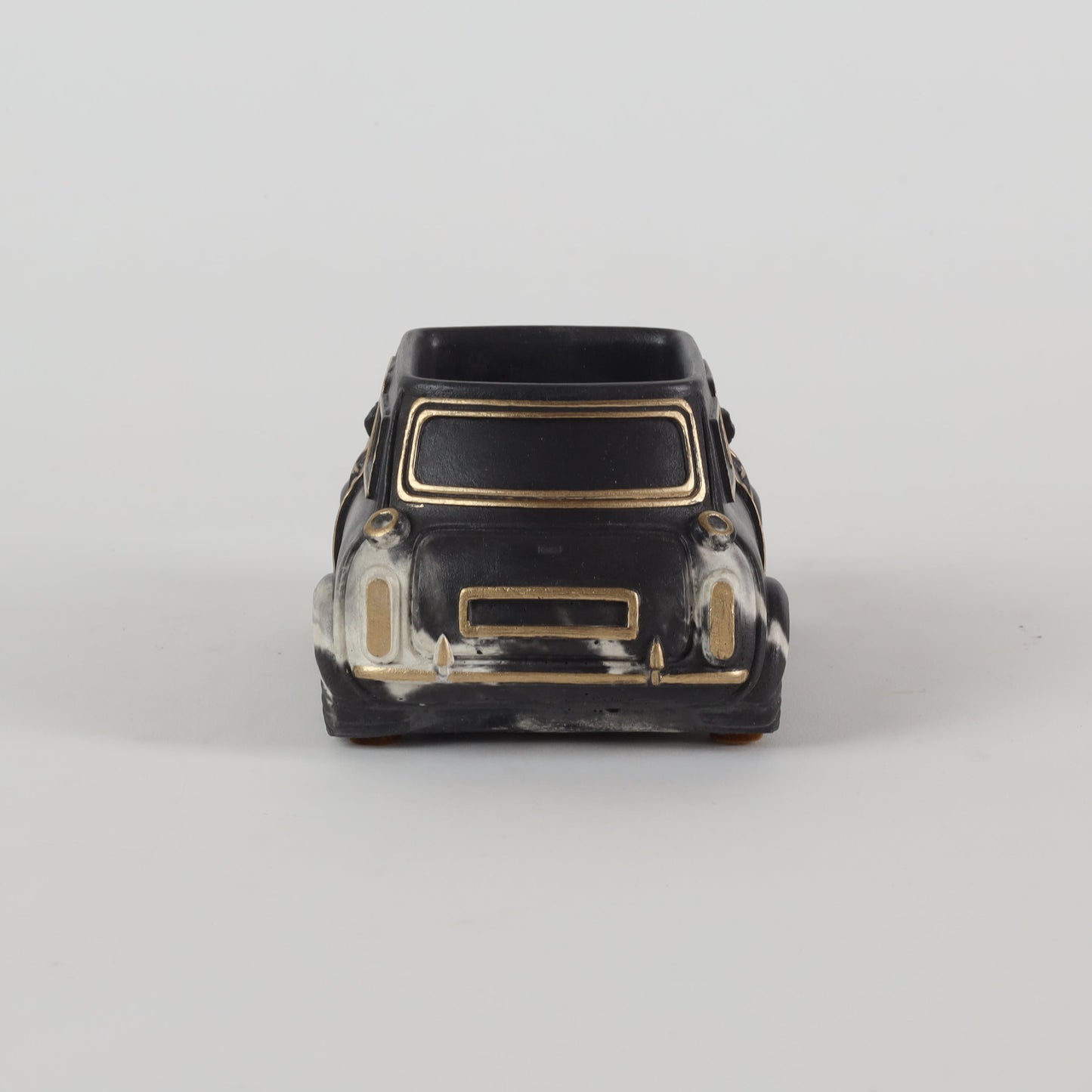 Handcrafted Concrete Car Planter/Organizer Black and white back view