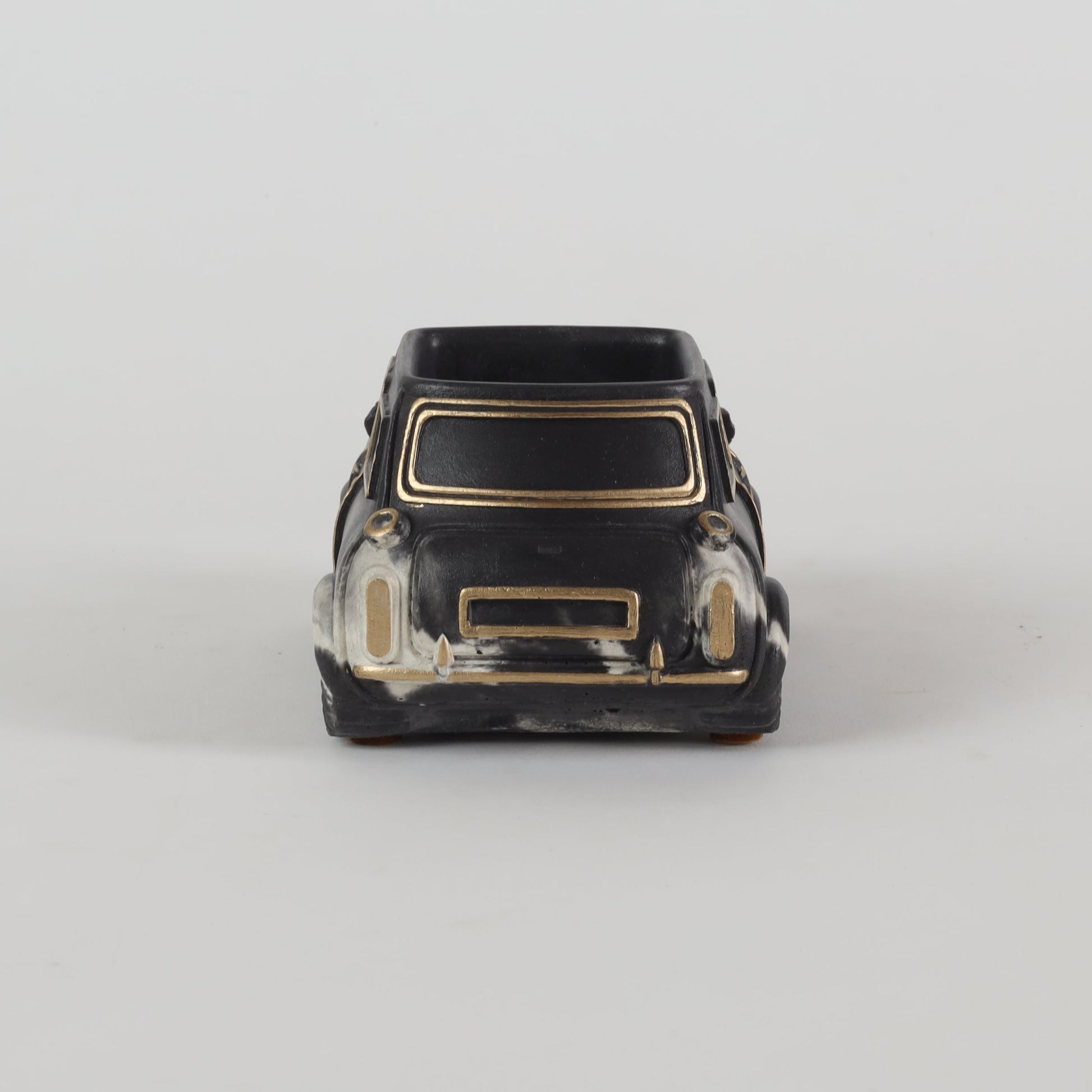 Handcrafted Concrete Car Planter/Organizer Black and white back view