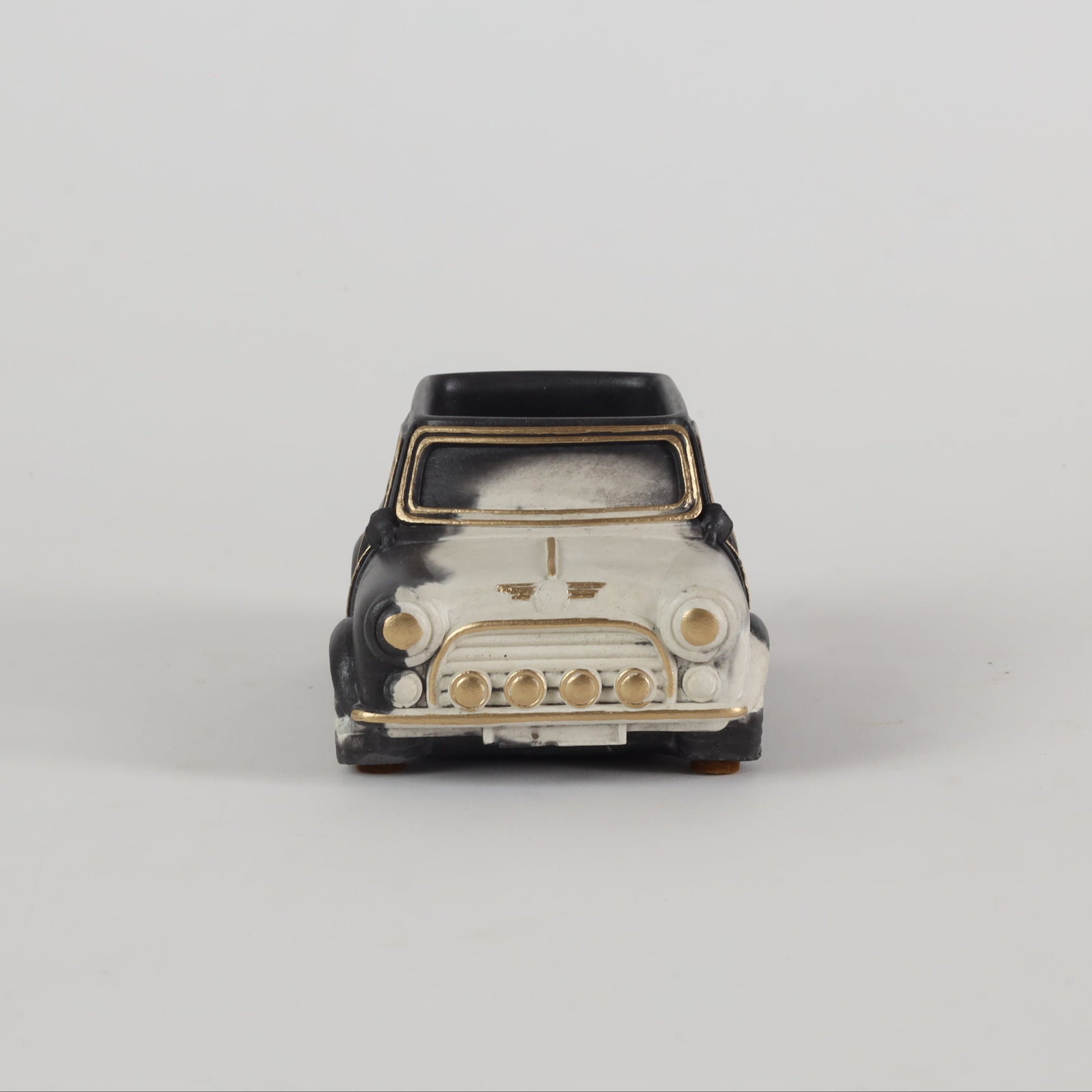 Handcrafted Concrete Car Planter/Organizer Black and white front view
