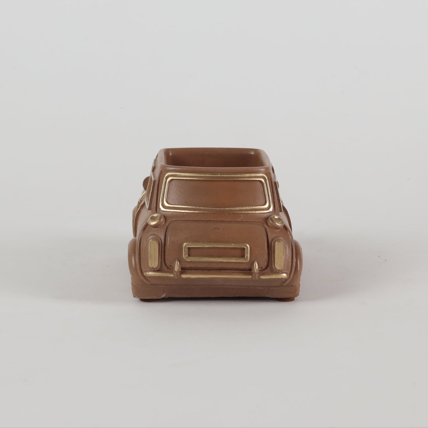 Handcrafted Concrete Car Planter/Organizer Brown back view