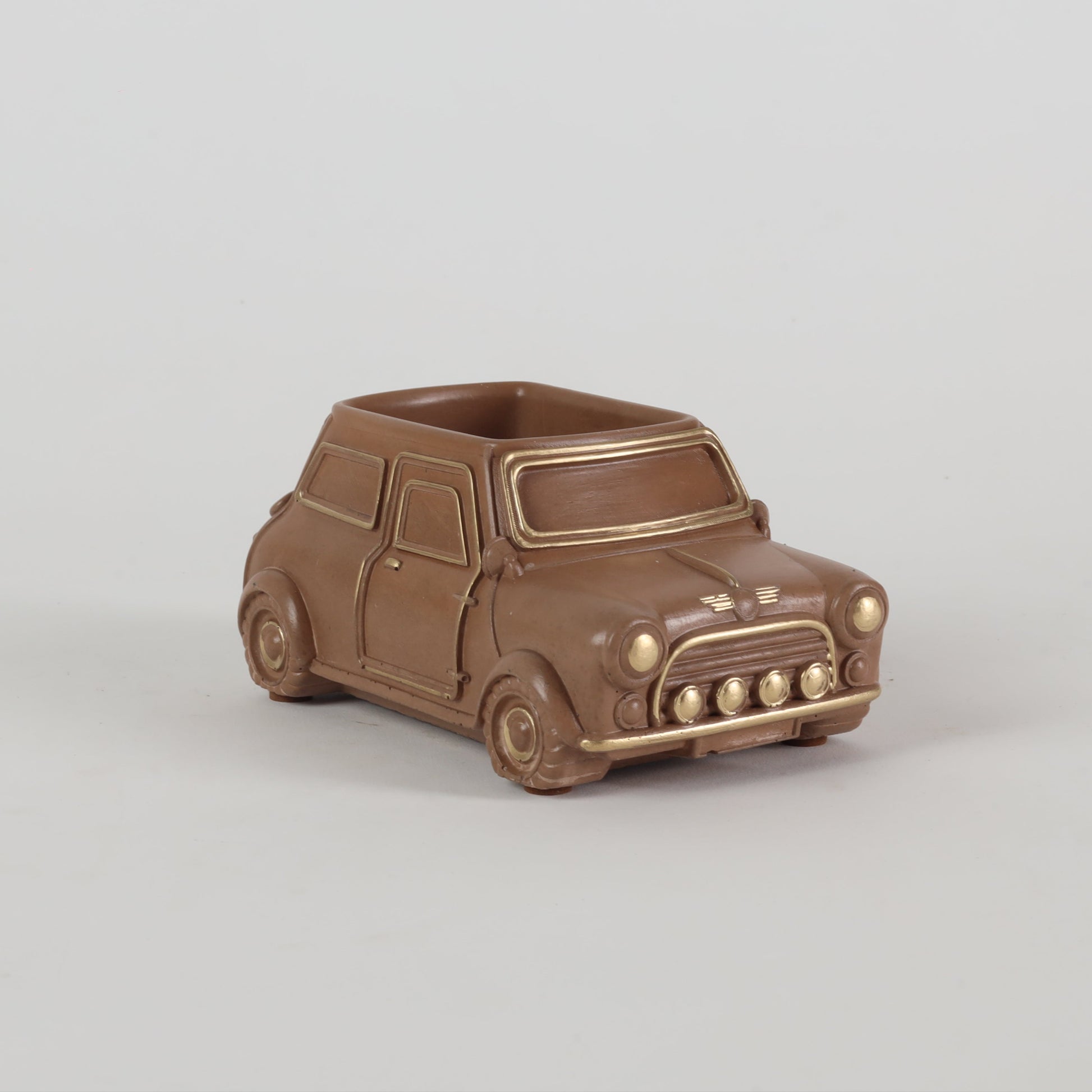 Handcrafted Concrete Car Planter/Organizer Brown side view