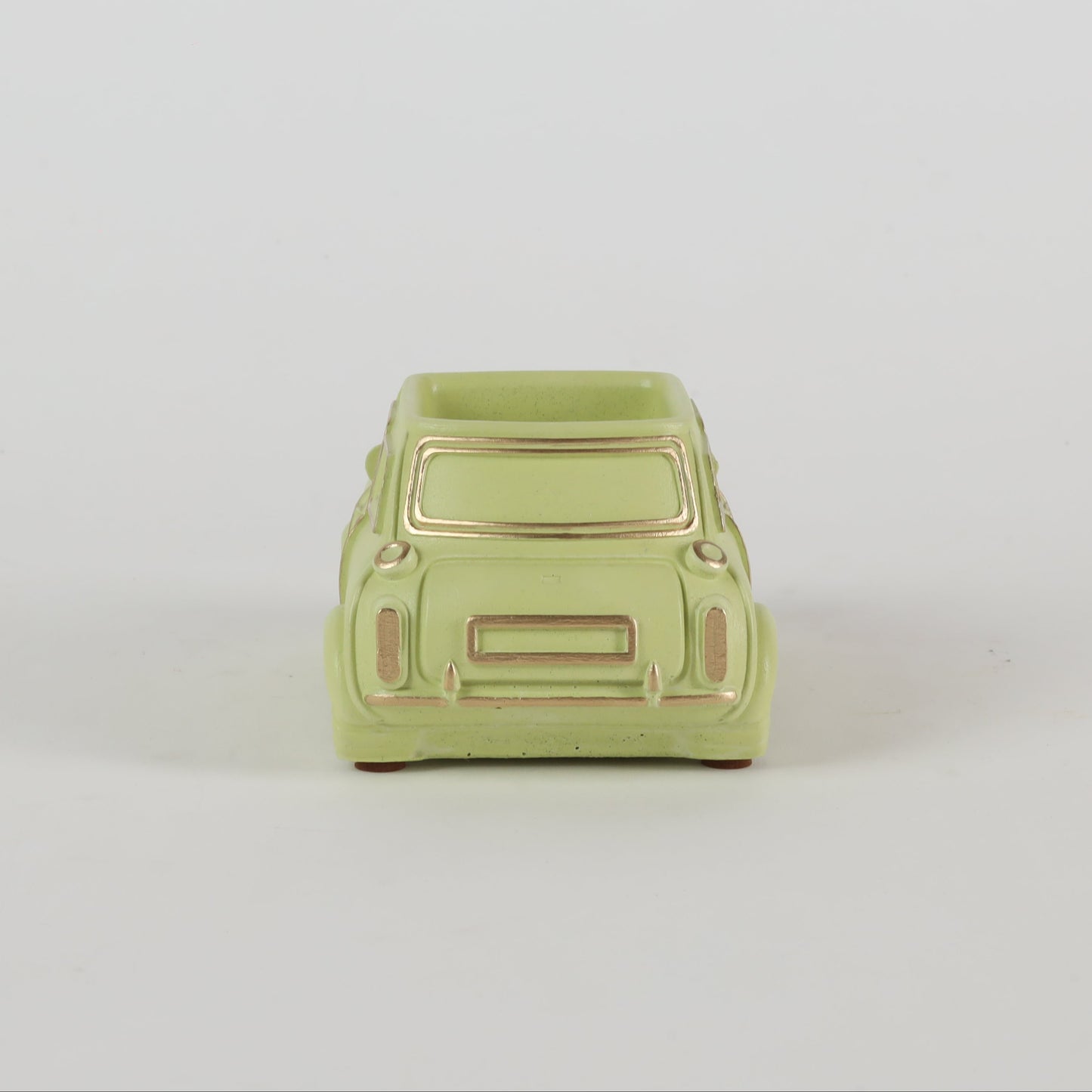 Handcrafted Concrete Car Planter/Organizer Green back view
