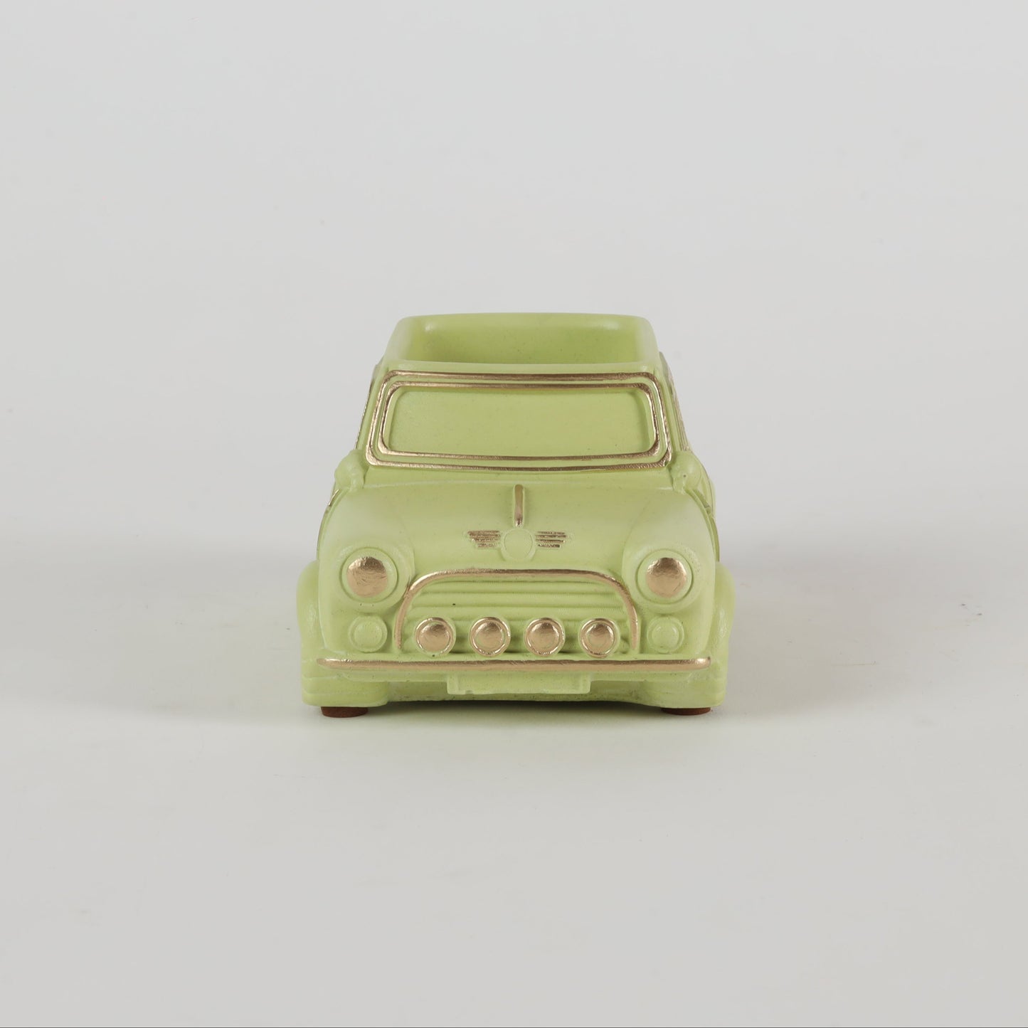 Handcrafted Concrete Car Planter/Organizer Green front view