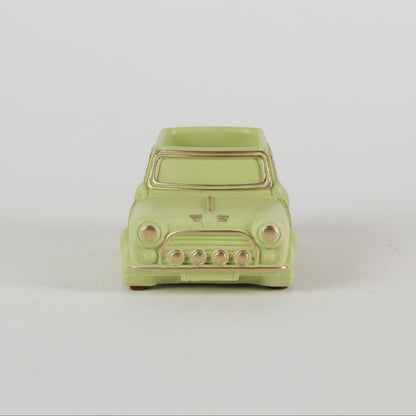 Handcrafted Concrete Car Planter/Organizer Green front view