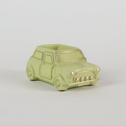 Handcrafted Concrete Car Planter/Organizer Green side view