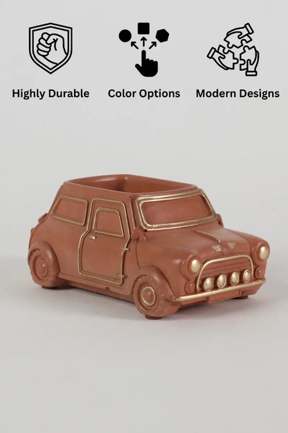 Handcrafted Concrete Car Planter/Organizer Terracotta