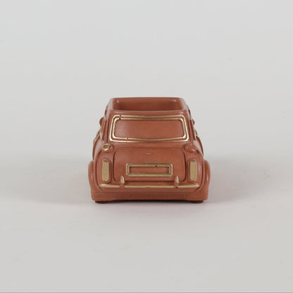 Handcrafted Concrete Car Planter/Organizer Terracotta back view