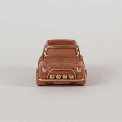 Handcrafted Concrete Car Planter/Organizer Terracotta front view