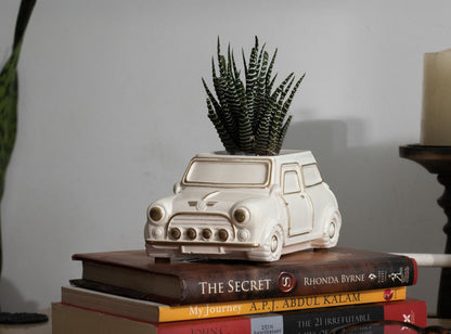 Handcrafted Concrete Car Planter/Organizer White