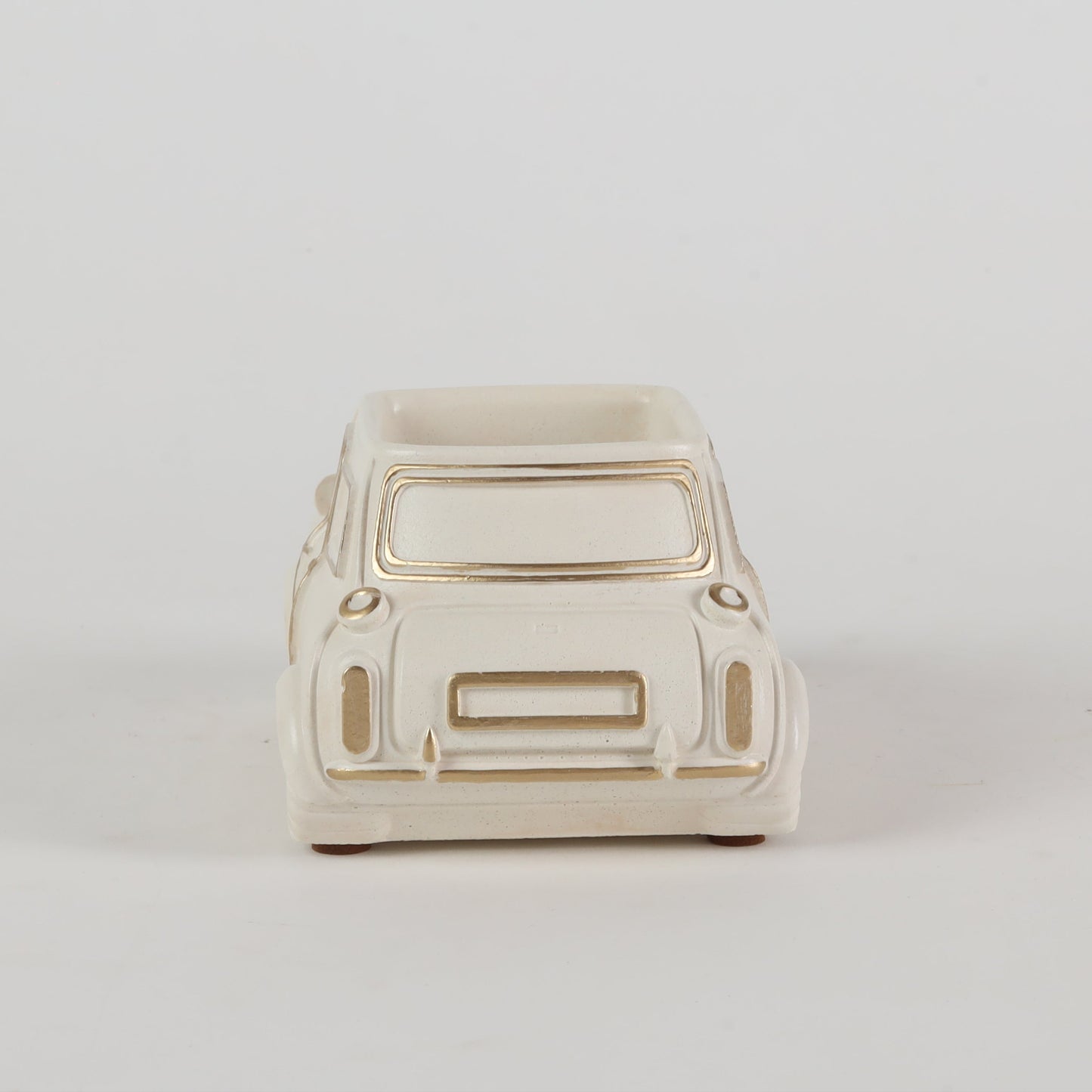 Handcrafted Concrete Car Planter/Organizer White back view