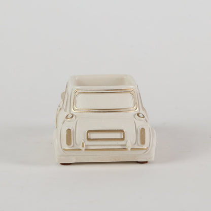 Handcrafted Concrete Car Planter/Organizer White back view