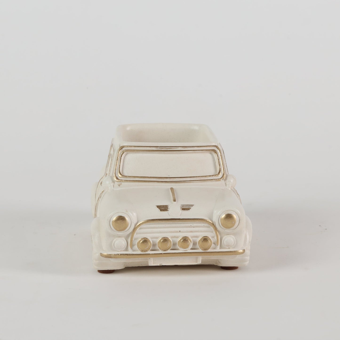 Handcrafted Concrete Car Planter/Organizer White front view